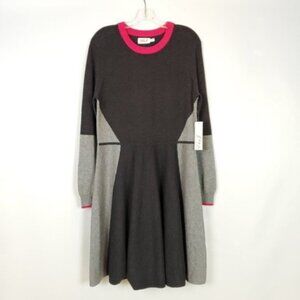 ELIZA J Dress Long Sleeve Colorblock Midi Size XL
